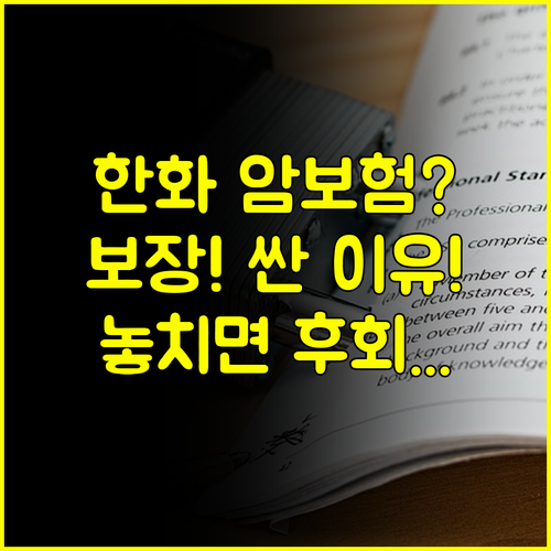한화 다이렉트 암보험 정말 싼 이유 보장 품질은 같은지 심층 분석 FAQ