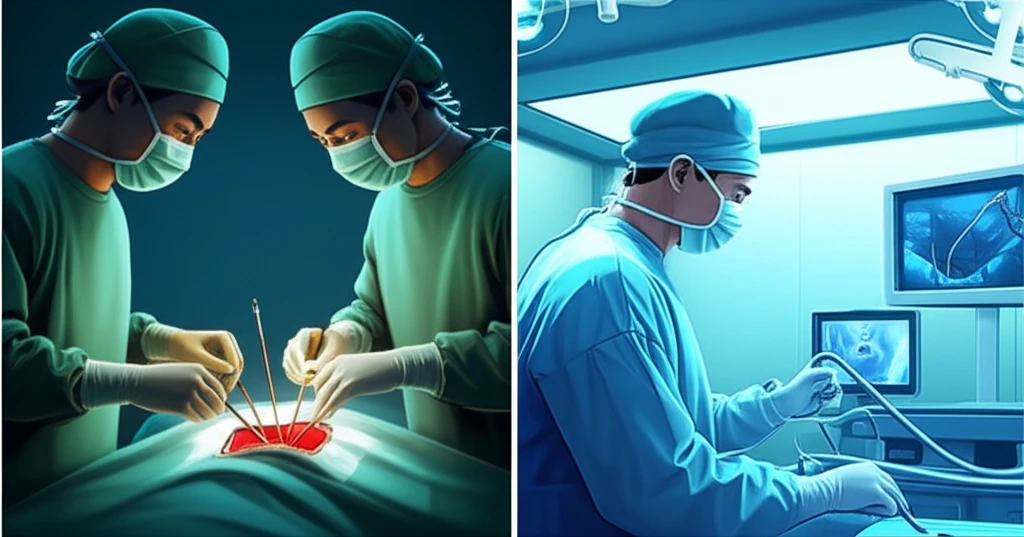 비관혈/관혈 수술 비교 일러스트