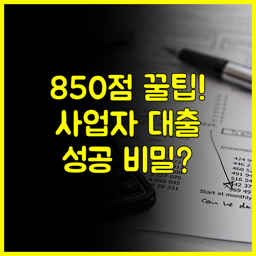 개인 신용 850점 확보 개인사업자 신용대출 성공을 위한 세부 전술 분석
